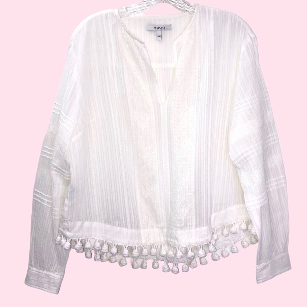 Derek Lam 10 Crosby Pintuck Tassel Trim Top 4 EUC - Picture 4 of 11